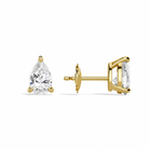Eira Pear Solitaire 4-Prong Diamond Stud Earrings in 18K Yellow Gold second product view