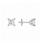 Eira Princess Solitaire 4-Prong Lab-Grown Diamond Stud Earrings in 14K White Gold, alternate product view
