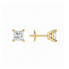 Eira Princess Solitaire 4-Prong Lab-Grown Diamond Stud Earrings in 18K Yellow Gold, alternate product view