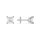 Eira Princess Solitaire 4-Prong Diamond Stud Earrings in 18K White Gold second product view