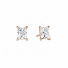 Eira Radiant Solitaire 4-Prong Lab-Grown Diamond Stud Earrings in 14K Rose Gold, front view