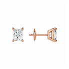 Eira Radiant Solitaire 4-Prong Lab-Grown Diamond Stud Earrings in 14K Rose Gold, alternate product view