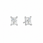 Eira Radiant Solitaire 4-Prong Lab-Grown Diamond Stud Earrings in 14K White Gold, front view