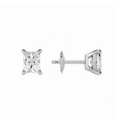 Eira Radiant Solitaire 4-Prong Lab-Grown Diamond Stud Earrings in 18K White Gold, alternate product view