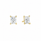 Eira Radiant Solitaire 4-Prong Lab-Grown Diamond Stud Earrings in 18K Yellow Gold, front view