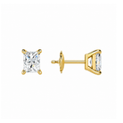 Eira Radiant Solitaire 4-Prong Lab-Grown Diamond Stud Earrings in 18K Yellow Gold, alternate product view