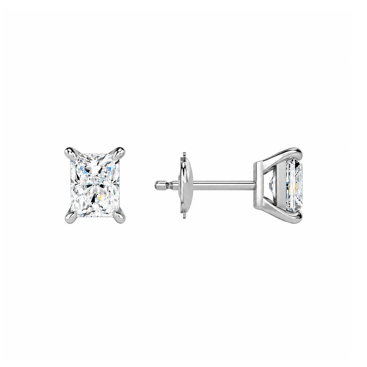 Eira Radiant Solitaire 4-Prong Lab-Grown Diamond Stud Earrings in Platinum, alternate product view
