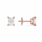 Eira Radiant Solitaire 4-Prong Diamond Stud Earrings in 14K Rose Gold second product view