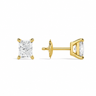Eira Radiant Solitaire 4-Prong Diamond Stud Earrings in 18K Yellow Gold second product view