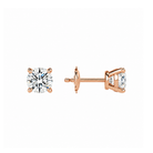 Eira Round Solitaire 4-Prong Lab-Grown Diamond Stud Earrings in 14K Rose Gold, alternate product view