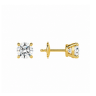 Eira Round Solitaire 4-Prong Lab-Grown Diamond Stud Earrings in 18K Yellow Gold, alternate product view