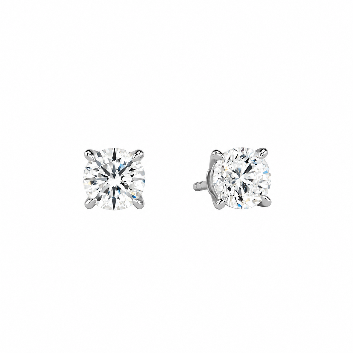 Eira Round Solitaire 4-Prong Lab-Grown Diamond Stud Earrings in Platinum, front view