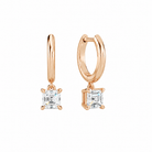Cerelia Asscher Solitaire Drop Huggie Hoop Lab-Grown Diamond Earrings in 14K Rose Gold, front view