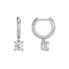Cerelia Asscher Solitaire Drop Huggie Hoop Lab-Grown Diamond Earrings in 18K White Gold, alternate product view