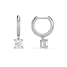 Cerelia Asscher Solitaire Drop Huggie Hoop Diamond Earrings in Platinum second product view