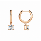 Cerelia Cushion Solitaire Drop Huggie Hoop Lab-Grown Diamond Earrings in 14K Rose Gold, alternate product view
