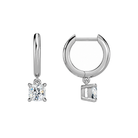 Cerelia Cushion Solitaire Drop Huggie Hoop Lab-Grown Diamond Earrings in 18K White Gold, alternate product view