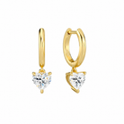 Cerelia Heart Solitaire Drop Huggie Hoop Lab-Grown Diamond Earrings in 18K Yellow Gold, front view