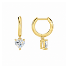 Cerelia Heart Solitaire Drop Huggie Hoop Lab-Grown Diamond Earrings in 18K Yellow Gold, alternate product view