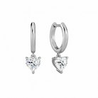 Cerelia Heart Solitaire Drop Huggie Hoop Lab-Grown Diamond Earrings in Platinum, front view