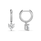 Cerelia Heart Solitaire Drop Huggie Hoop Diamond Earrings in Platinum second product view