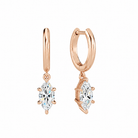 Cerelia Marquise Solitaire Drop Huggie Hoop Lab-Grown Diamond Earrings in 14K Rose Gold, front view