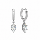 Cerelia Marquise Solitaire Drop Huggie Hoop Lab-Grown Diamond Earrings in 18K White Gold, front view