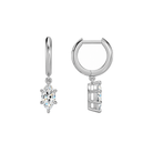 Cerelia Marquise Solitaire Drop Huggie Hoop Lab-Grown Diamond Earrings in 18K White Gold, alternate product view