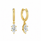 Cerelia Marquise Solitaire Drop Huggie Hoop Lab-Grown Diamond Earrings in 18K Yellow Gold, front view