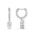 Cerelia Marquise Solitaire Drop Huggie Hoop Diamond Earrings in 14K White Gold second product view