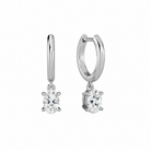 Cerelia Oval Solitaire Drop Huggie Hoop Lab-Grown Diamond Earrings in 14K White Gold, front view