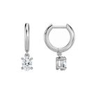 Cerelia Oval Solitaire Drop Huggie Hoop Lab-Grown Diamond Earrings in 14K White Gold, alternate product view