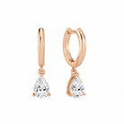 Cerelia Pear Solitaire Drop Huggie Hoop Lab-Grown Diamond Earrings in 14K Rose Gold, front view