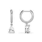 Cerelia Pear Solitaire Drop Huggie Hoop Diamond Earrings in 18K White Gold second product view