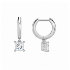 Cerelia Princess Solitaire Drop Huggie Hoop Lab-Grown Diamond Earrings in Platinum, alternate product view