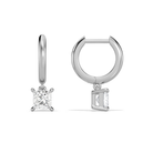 Cerelia Princess Solitaire Drop Huggie Hoop Diamond Earrings in Platinum second product view