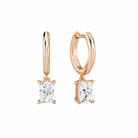 Cerelia Radiant Solitaire Drop Huggie Hoop Lab-Grown Diamond Earrings in 14K Rose Gold, front view
