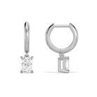 Cerelia Radiant Solitaire Drop Huggie Hoop Diamond Earrings in 14K White Gold second product view