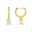 Cerelia Radiant Solitaire Drop Huggie Hoop Diamond Earrings in 14K Yellow Gold second product view