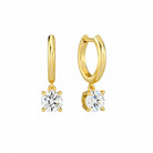 Cerelia Round Solitaire Drop Huggie Hoop Lab-Grown Diamond Earrings in 14K Yellow Gold, front view