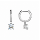 Cerelia Round Solitaire Drop Huggie Hoop Lab-Grown Diamond Earrings in Platinum, alternate product view