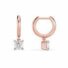 Cerelia Round Solitaire Drop Huggie Hoop Diamond Earrings in 14K Rose Gold second product view
