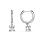Cerelia Round Solitaire Drop Huggie Hoop Diamond Earrings in 14K White Gold second product view