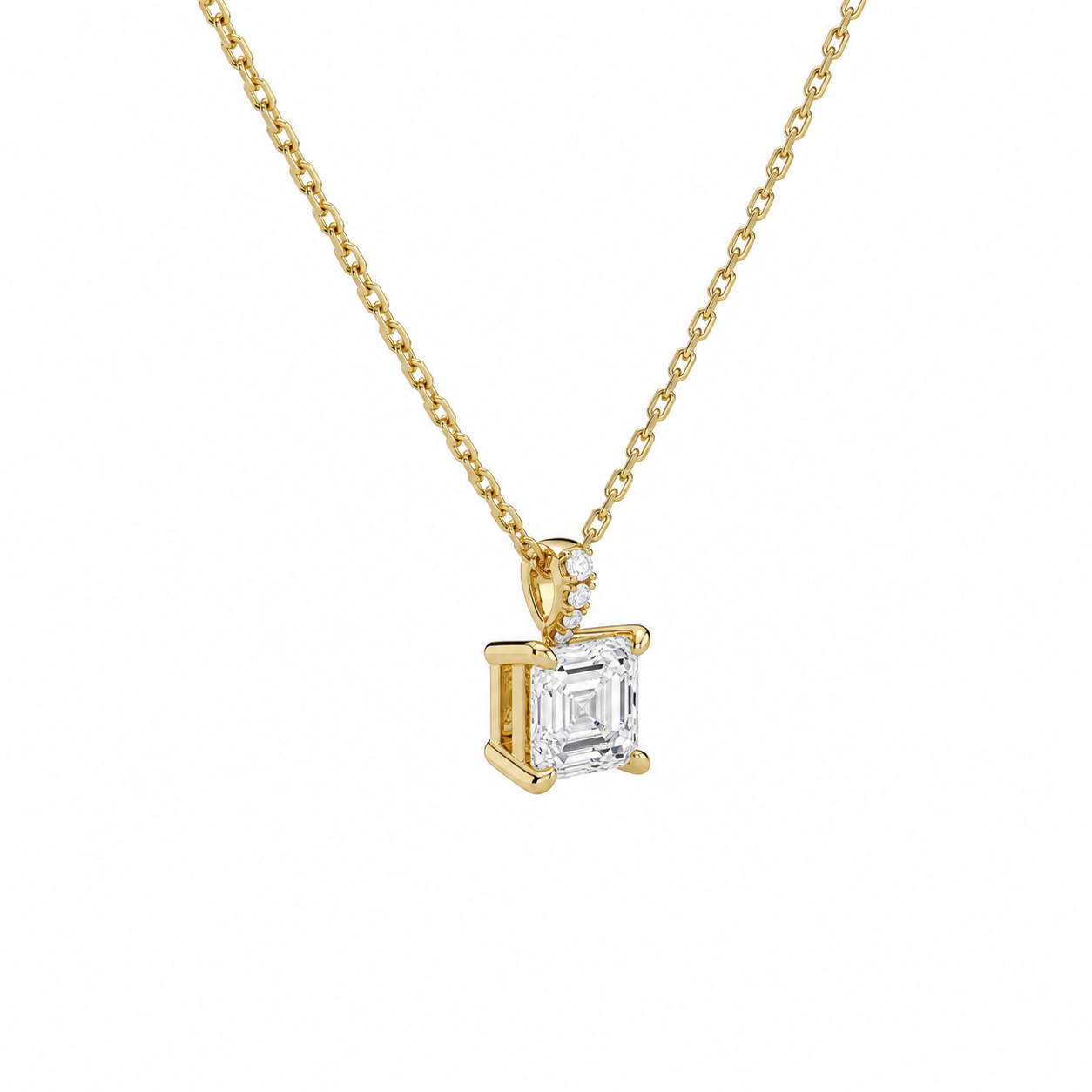 Maeva Asscher Accented Bail Diamond Pendant Necklace in 14K Yellow Gold second product view