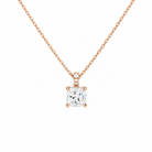 Maeva Cushion Accented Bail Lab-Grown Diamond Pendant Necklace in 14K Rose Gold, front view