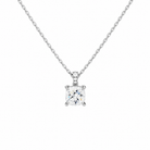 Maeva Cushion Accented Bail Lab-Grown Diamond Pendant Necklace in 18K White Gold, front view