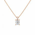 Maeva Emerald Accented Bail Lab-Grown Diamond Pendant Necklace in 14K Rose Gold, front view