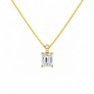 Maeva Emerald Accented Bail Lab-Grown Diamond Pendant Necklace in 14K Yellow Gold, front view