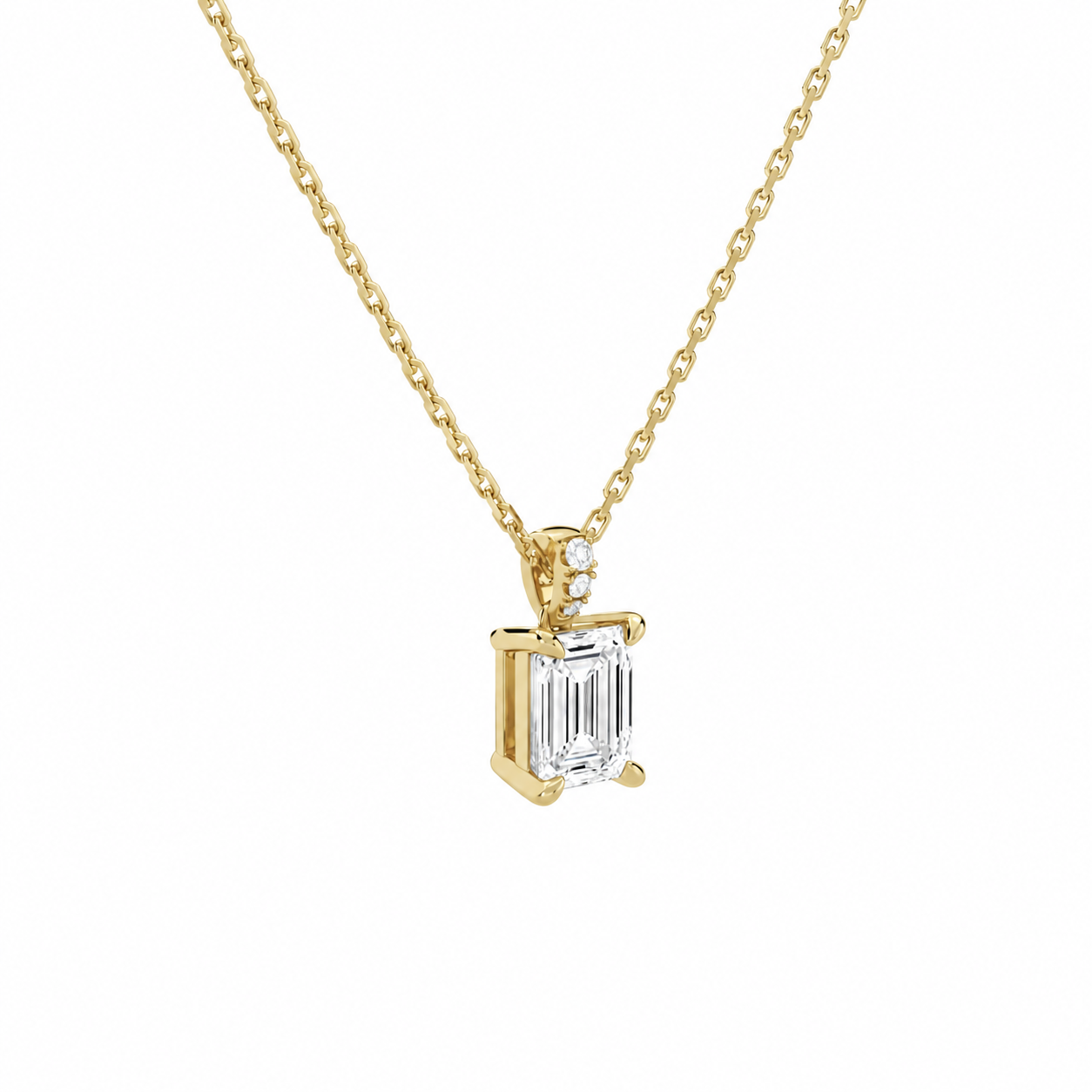 Maeva Emerald Accented Bail Diamond Pendant Necklace in 14K Yellow Gold second product view