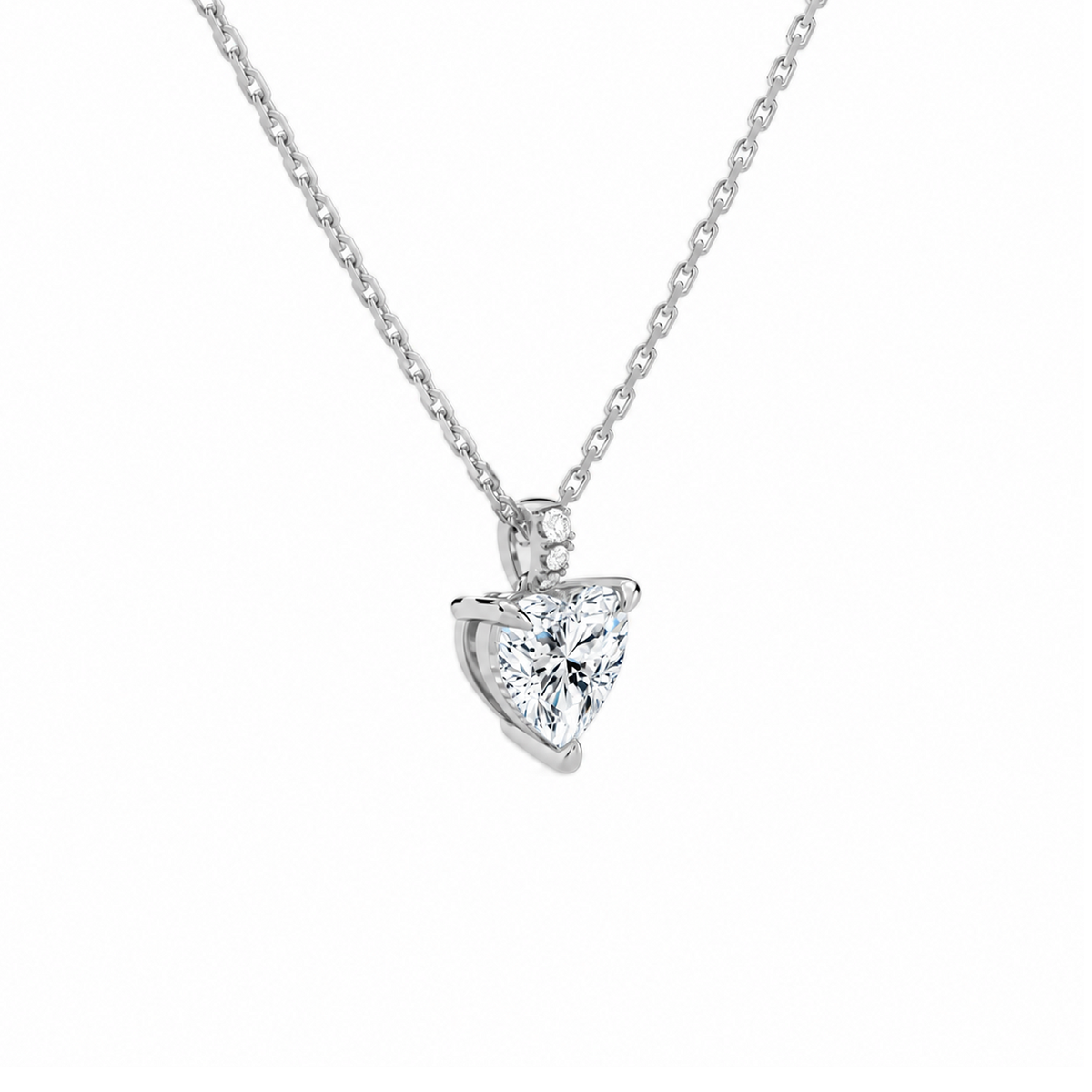 Maeva Heart Accented Bail Lab-Grown Diamond Pendant Necklace in 14K White Gold, alternate product view